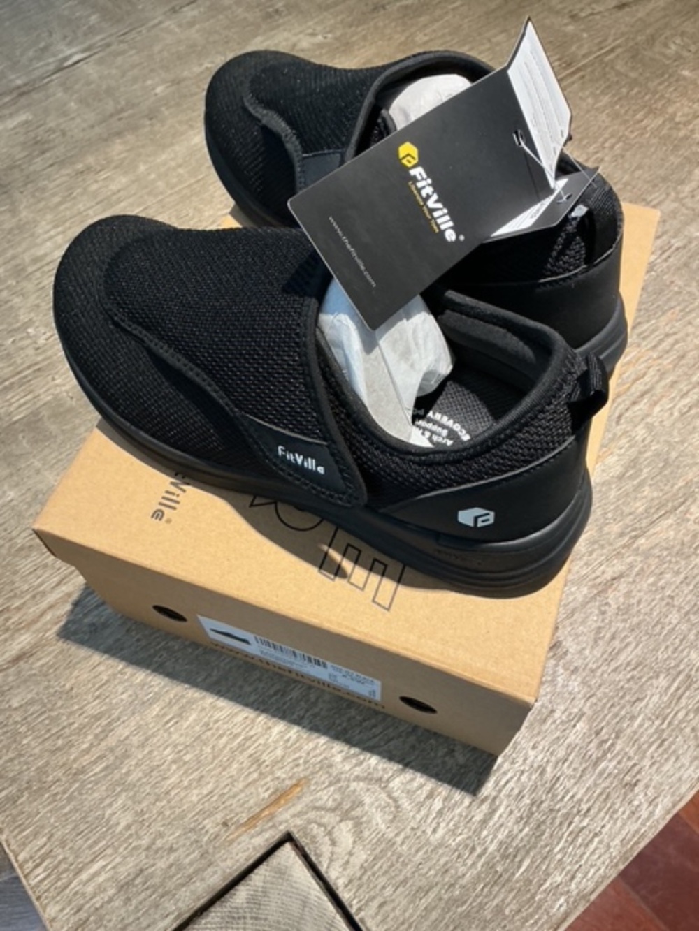 FitVille Walking Shoes, Slip On with Adjustable Strap, Size 8.5 WW